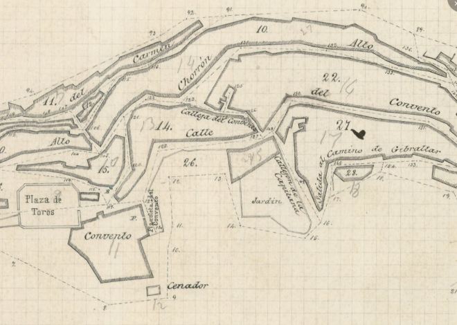 Detalle del Plano de Población de Gaucín del año 1894 Fuente: Centro Descargas del IGN.
